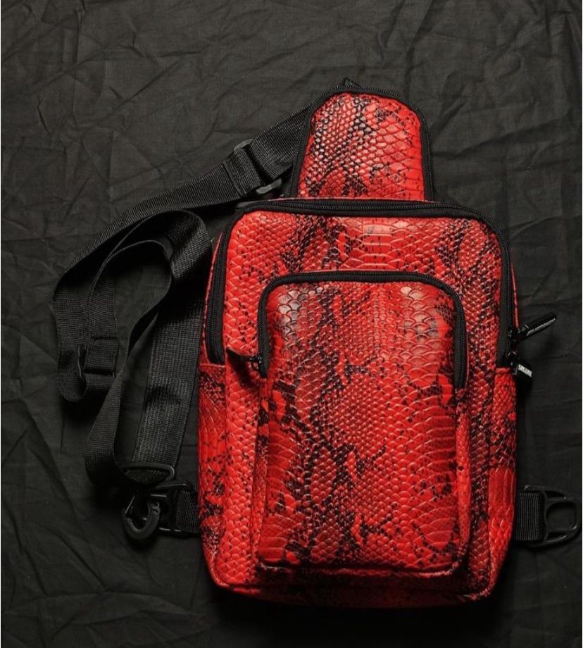 Silverback Red Snake Scale Sling Bag