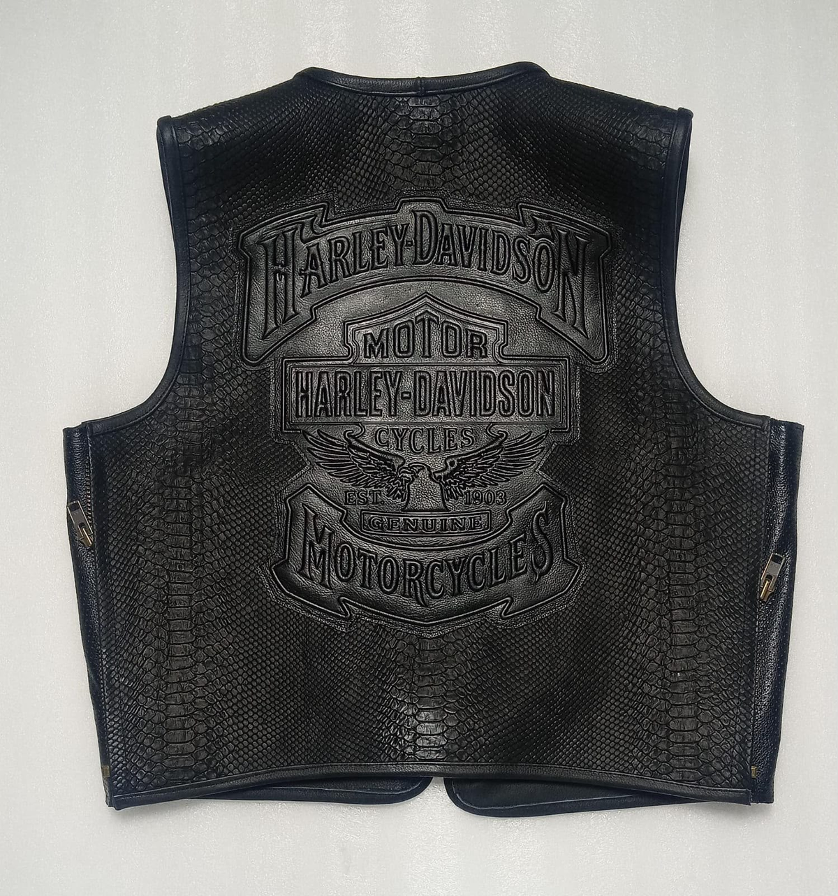 Embossed Motorcycle Vest back