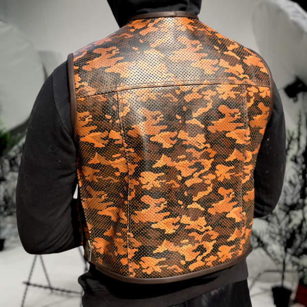 Perforated Orange/Brown Camo Euro Cut - Image 2